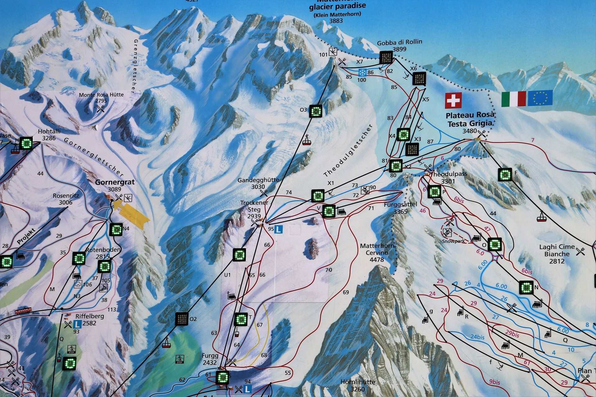 Das schier endlose Skigebiet in Zermatt